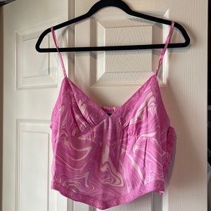 pink pattern crop top
